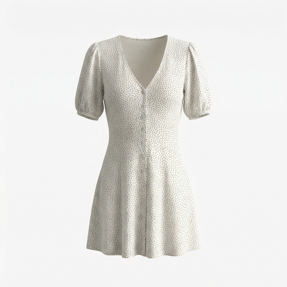 Abercrombie & Fitch Dress Womens M White Polka Dot V Neck Fit & Flare Skater